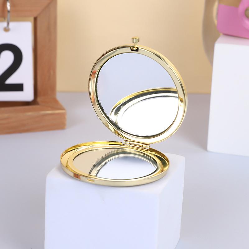 Portable Stainless Steel Cartoon Dual-Sided Round Pocket Makeup Mirror
