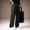 High-end American retro men's casual pants spring new solid color simple loose straight wide-leg trousers men