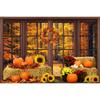 Autumn Forest Window Photography Backdrop Fall Maple Leaves Pumpkin Harvest Thanksgiving Kids Portrait Photo Background Decor