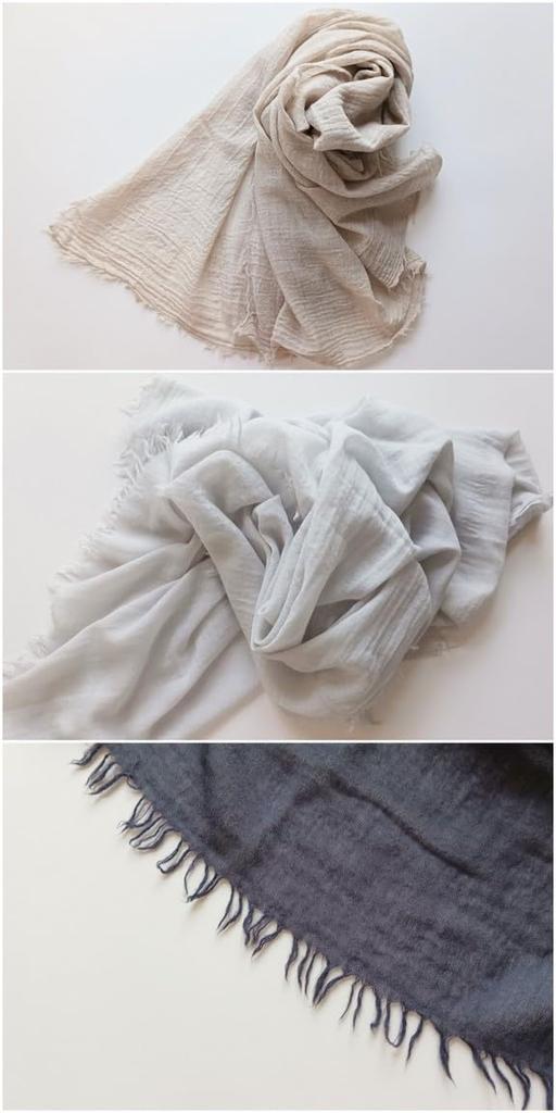 Merino Wool Solid all over the 100% Stole, Color, Large, Fall/Winter, Lightweight, Gauze, 110x200mm, Fringe, Cashmere-Like, Men's/Women's [.a world]