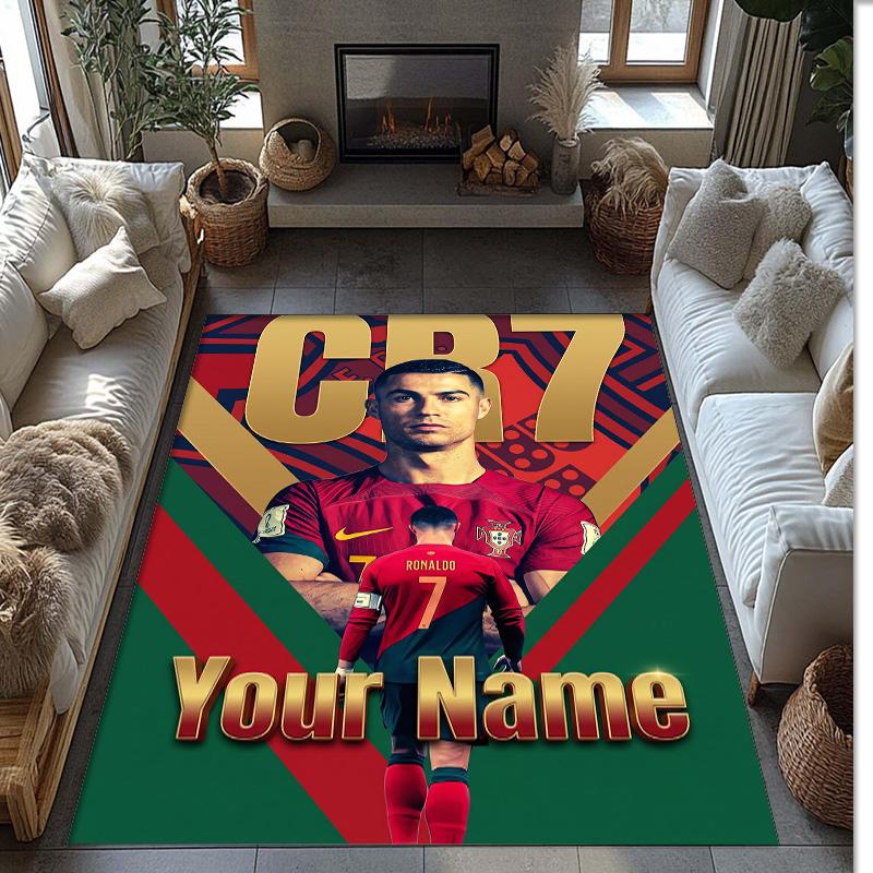 Cristiano Ronaldo Potisknutý Křišťálový Sametový Koberec Protiskluzový Křišťálový Sametový Koberec Pro Pohovku Ložnici Vnitřní Domácí Dekorace