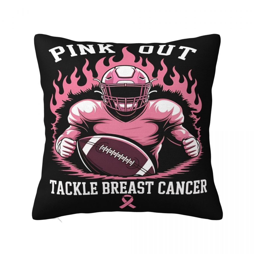 In This Family Nobody Fights Alone Breast Cancer Awareness Square Pillow Case Polyester Decorative Pillow Fashion Cushion Covers
