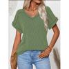 GMXIA Spring Summer Fashion Two-color Twist Short Sleeve V-neck Top T-shirt for Women