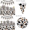 High-quality Party Tableware Set Black Brown Cow Print Paper Plates Cups And Utensils