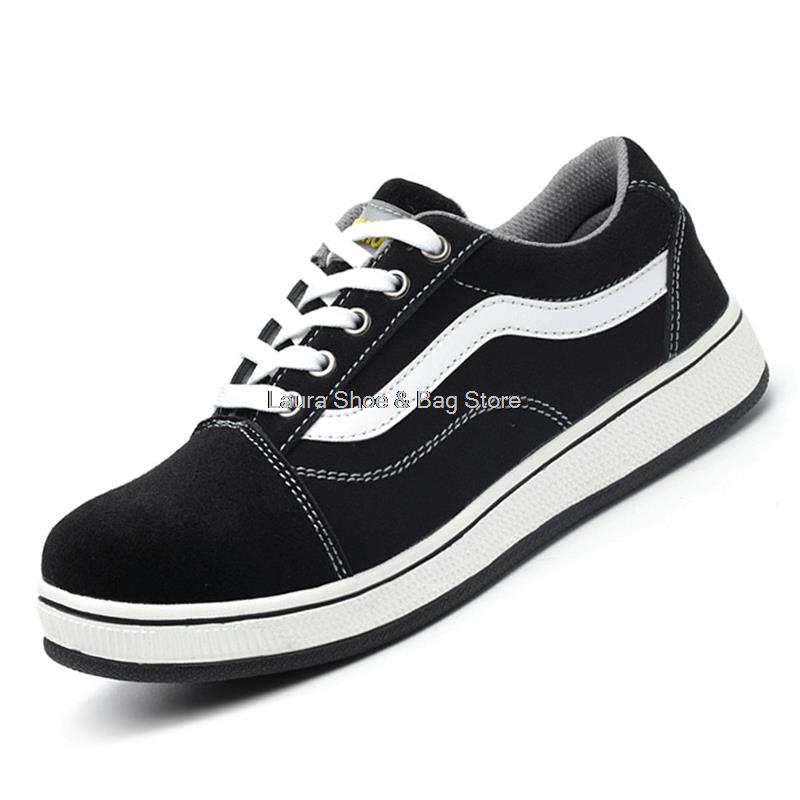 Fashion men safety shoes fashion work sneakers steel toe puncture proof work safety boots men's working shoes kevlar security boots male