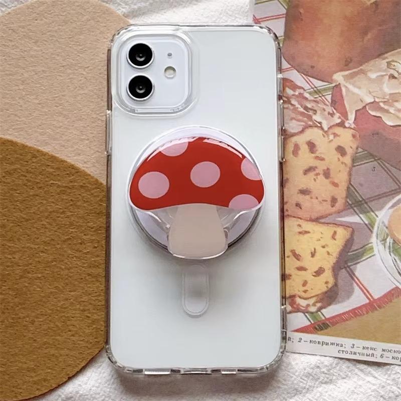 Cute Cartoon Mushroom Cherry For Magsafe Magnetic Phone Griptok Phone Holder Stand Universal Phone Ring Grip Tok For iPhone 15