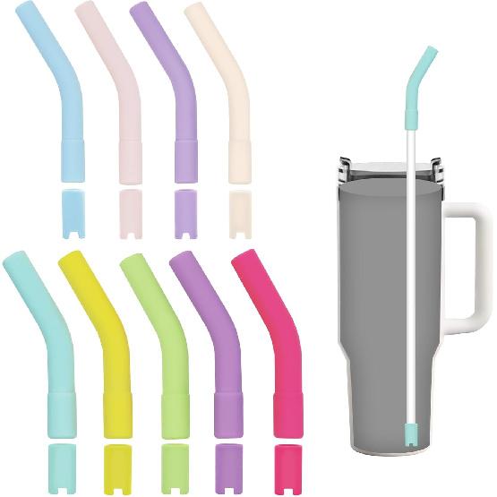 KEIFIN 18 Pcs 8mm 10mm Silicone Straw Tips with Bottom Sleeve Reble Food Grade Rubber Straw Tips for Metal Glass Straws Replaceable Flex Toppers