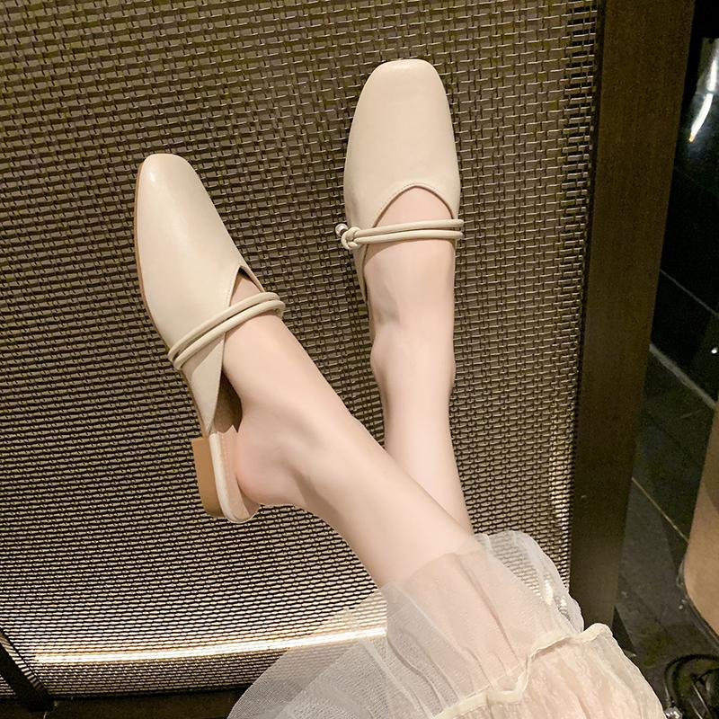 Fashion Vintage Women's Half Slippers Skirt 2025 Spring Summer New Style Casual Mullet Flat Bottom Sandals Pvc  Slippers