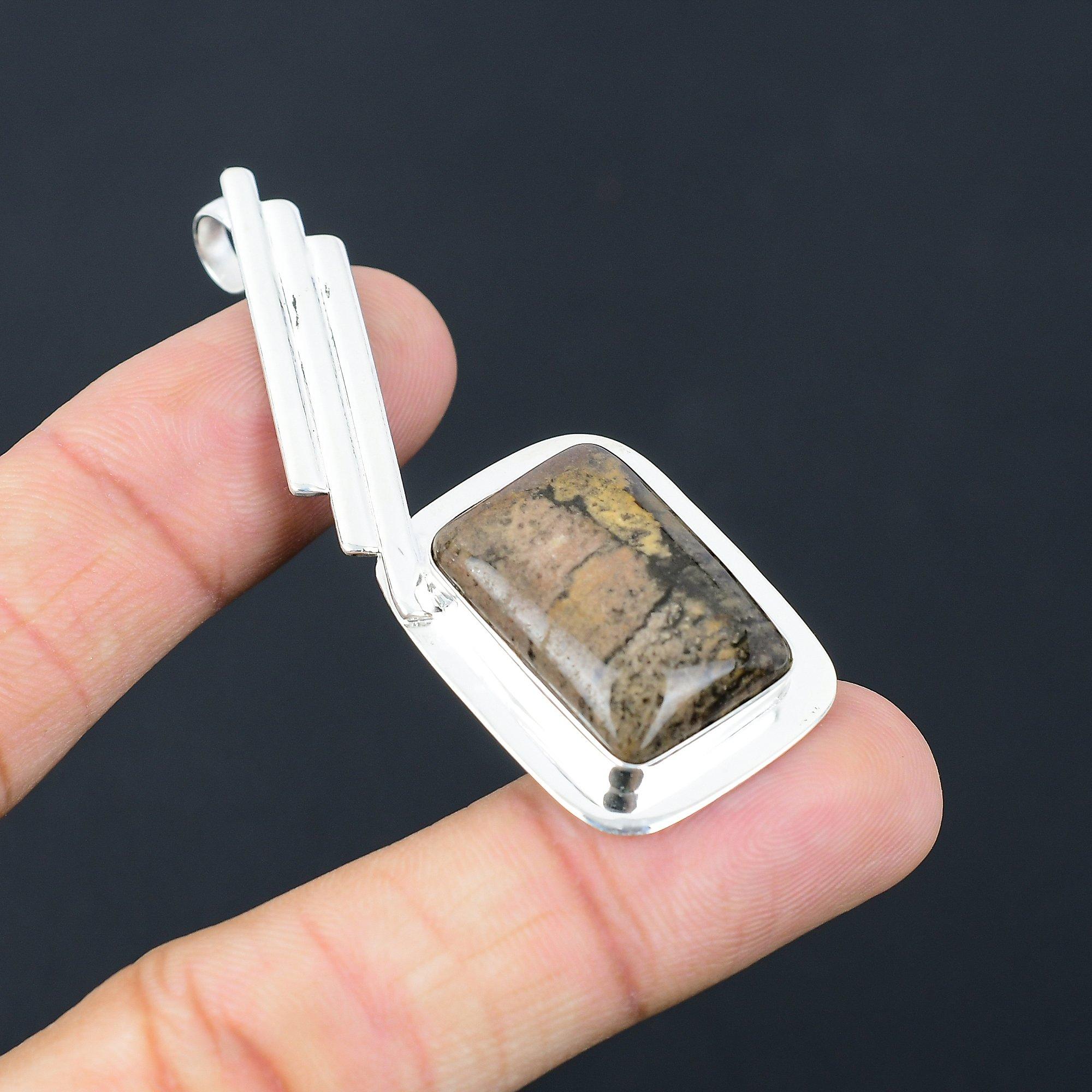 

Natural Honey Dendrite Opal Wedding Elegant Pendant Jewelry 925 Sterling Silver