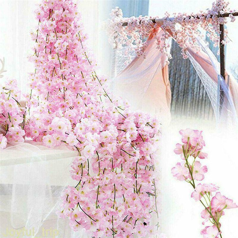 Stunning Pink And White Sakura Fake Flower Garland For Wedding Decorations