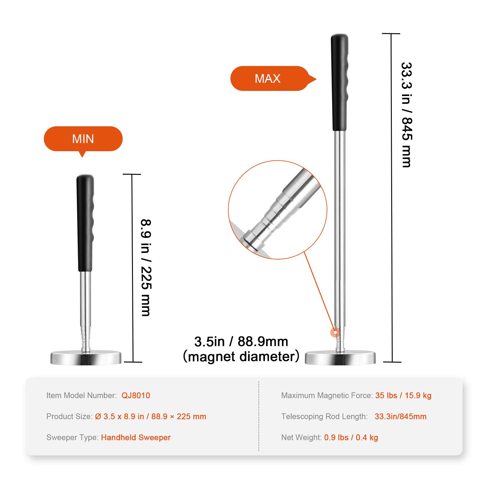 

SucceBuy Катящийся магнитный подборщик с колесами, толкательный тип, магнитный подборщик, большой магнитный подборщик, подборщик для газона, легкая уборка