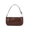 By Far Crocodile Pattern Embossed Zipper Closure Leather Mahjong Bag Handheld Shoulder Bag Women bags Brown 22PFRCLSSEQCCEMED
