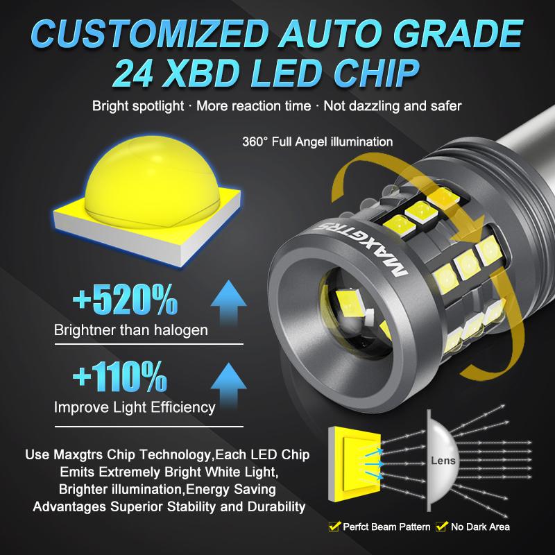 MAXGTRS 2x 1156 LED P21W BA15S 7440 W21W XBD Chip Turn Signal Light Backup Bulb Reverse Tail Lamp