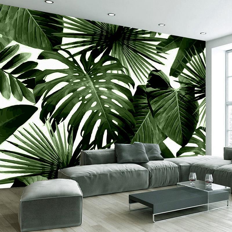 Tropical Rain Forest Wall Mural Banana Leaves Wallpaper  Living Room Bedroom TV Backgdrop Home Decor 3D Murals