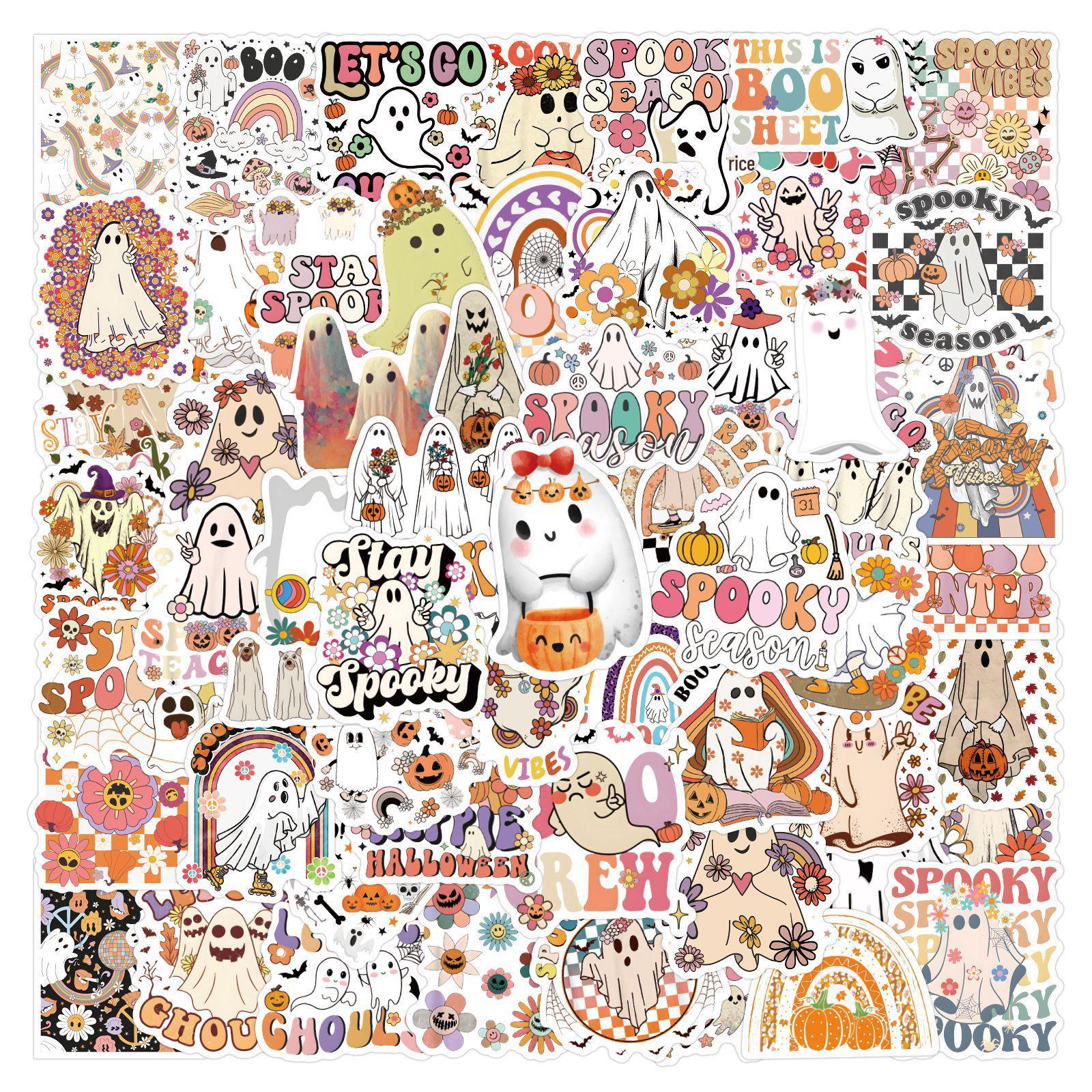 Groovy Halloween Graffiti Stickers - 100 Sheets for DIY Journals & Phone Cases