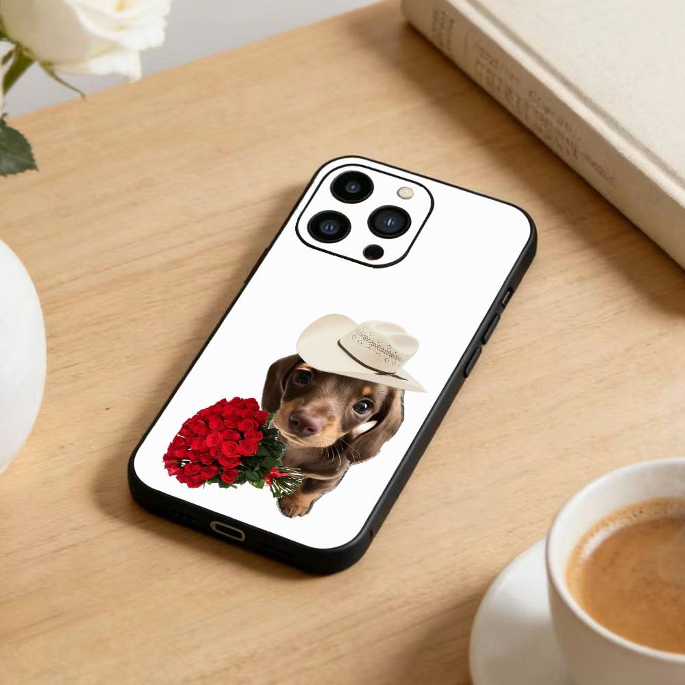 Goofy Dogs Big eyes Phone Case For iPhone 16,15,14,13,12,17,Pro Max,Plus Silicone Black Case
