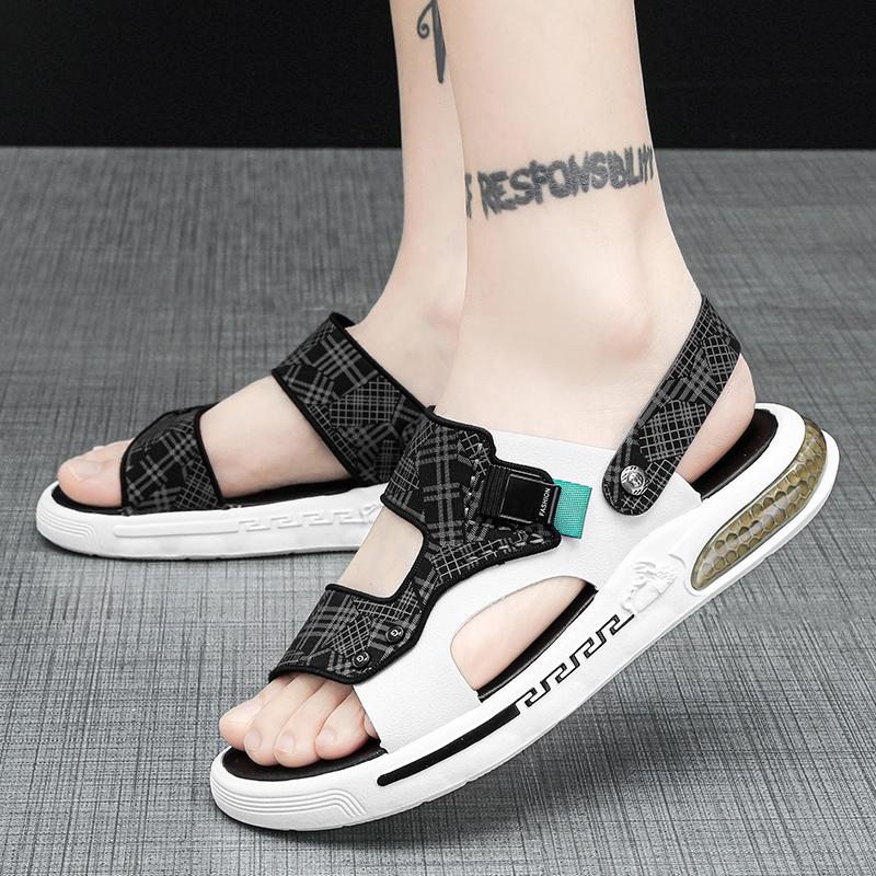 Fashion 2025 Mens Dual Strap Sandals 2 Color Summer Slide Shoes Non Slip Beach Sandals with Arch Support Quick Dry Design