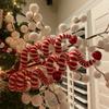 4-Piece Christmas Tree Candy Cane Picks - Festive Woolen Candy Roll Decorations for Xmas, New Year & Winter Holidays