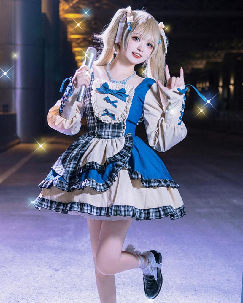 Milky Time Women's Lolita Gothic Lolita Dress, Long Sleeve, Halloween Check Pattern