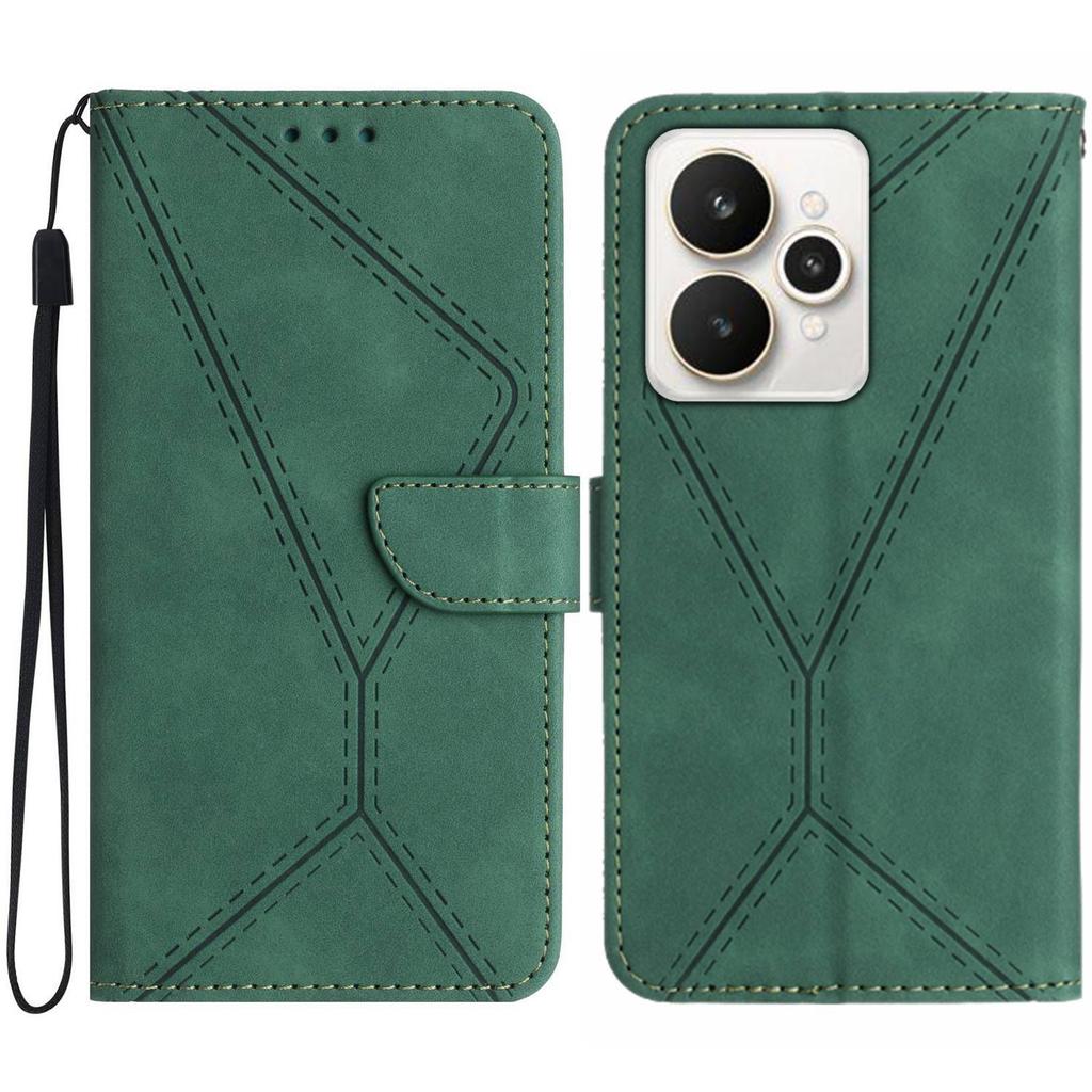 For Realme 15 5G/Realme 15 Pro 5G Case Skin Touch Lines Imprinted PU Leather Flip Phone Cover