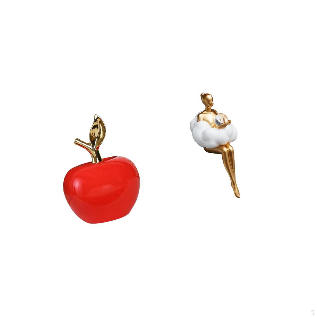 Ceramic Fruit Sculpture And Resin Girl Figurine Creative Artwork for Home Study Room Holiday