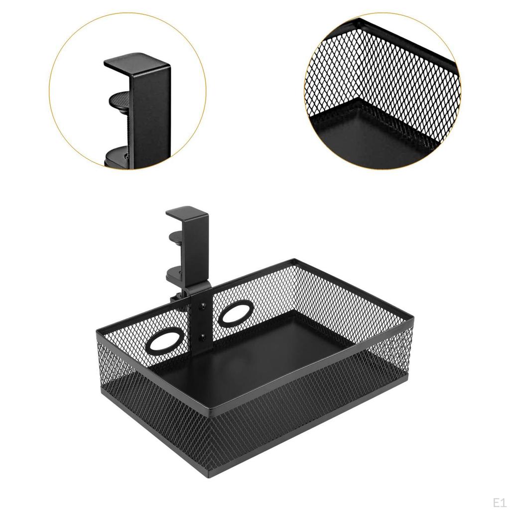 Desk Organizer Serving Tray Metal Sturdy Under Drawer Table Storage Basket for Home