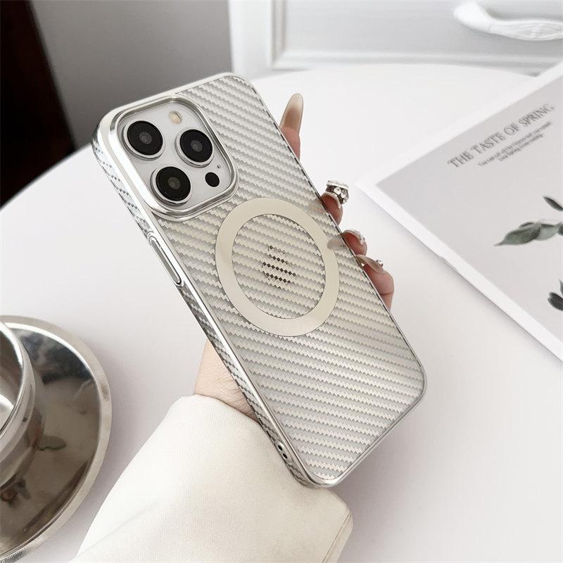 Luxury Carbon fiber magnetic case for iPhone 15 Pro Max 14 Plus 13 12 Pro All-inclusive fall protection Cover