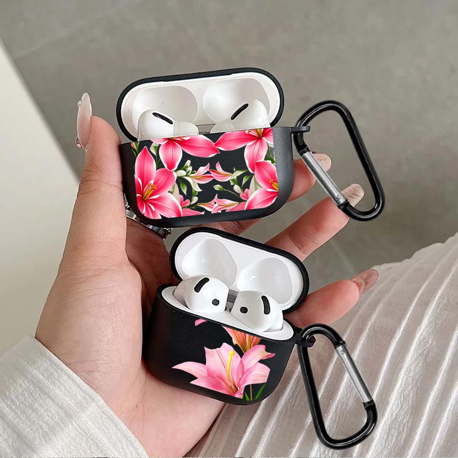 Case For Airpods 3 1 4 Pro2 2 Pro3 Pro Earphone Cases Cover Cherry Flower Print Clear Cool
