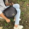 Vintage kvinner SVART . Skinn Crossbody veske Bag Messenger Tote Purse Satchel