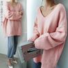 Knit Long Solid Loose [POGCZMKK] Women's Sweater, V-Neck, Sleeve, Pullover, Elegant, Thick, Warm, Color, Fit, Figure-Flattering, Cute, Commuting,