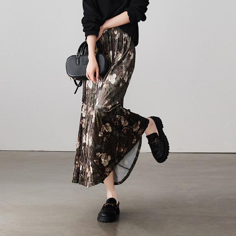 SOFSIL Pleated Floral A-Line Skirt