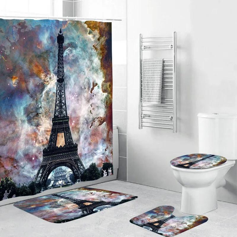 

Shower Curtains 180Cm Eiffel Tower Printed Paris Style Bathroom Curtain Romatic Water Repellent 71 Inches Home Decorative Scenic W60H190(CM)-1 Pcs