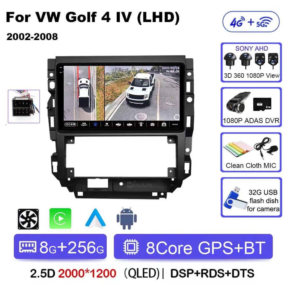 Car Radio Android 14 For Volkswagen VW Golf 4 IV LHD 2002-2008 Jetta MK4 Classics Qualcomm Multimedia Player Carplay GPS Auto