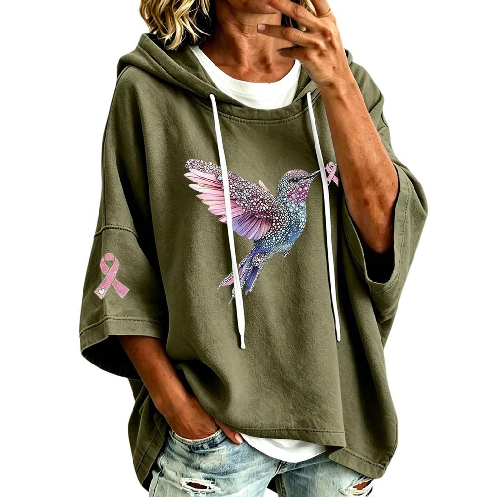 Women's Casual Hoodie with Hood and Graphic Print Loose Fit Pullover