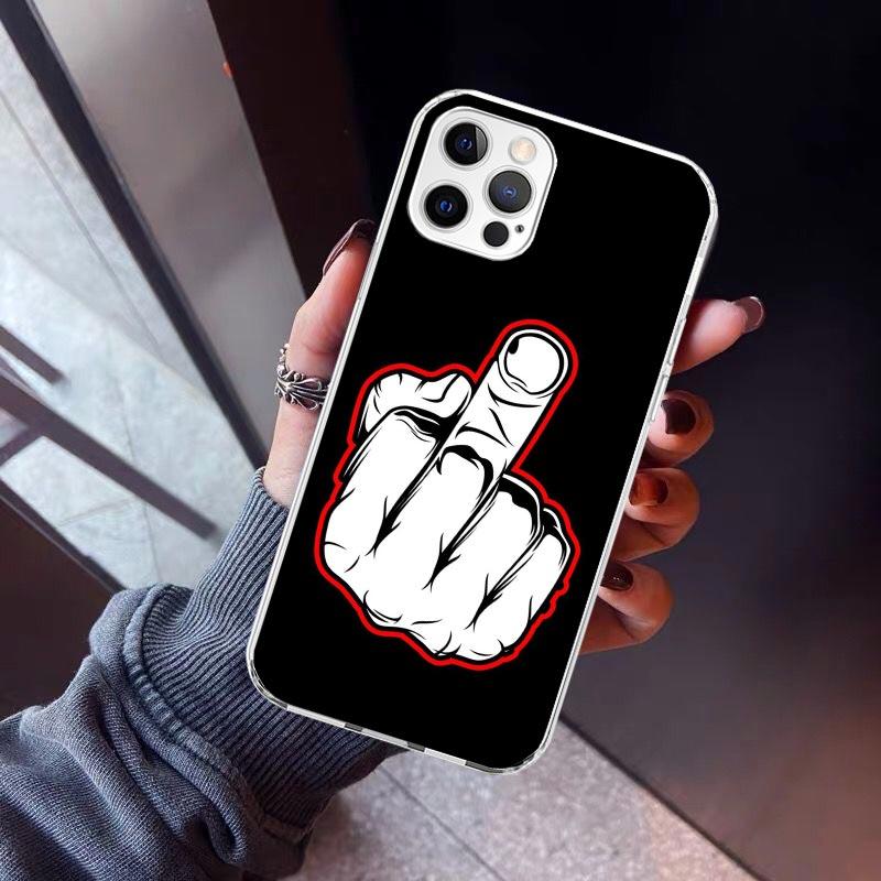 Middle Finger Phone Case For iPhone 17 Air 16 15 Pro Max 14 Plus 13 Mini 12 11 Cover 7 8 SE Silicone Shell Print Fundas 17 Air 1