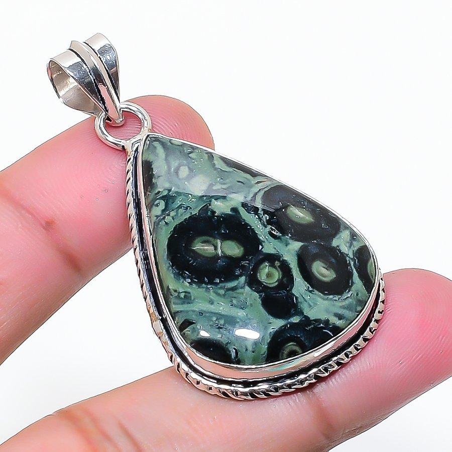 Natural Kambaba Jasper Gemstone 925 Sterling Silver Jewelry Pendant 1.97 AP-15319