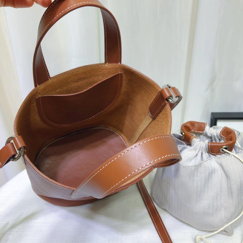 Fubao saddle leather pig nose vegetable basket bucket bag genuine leather women's bag single shoulder crossbody handbag
