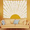 Kanuyee Gold Boho Burning Sun Tapestry Wall Hanging, Retro 70s Abstract Vintage Geometric Line Sunrise Tapestries for Bedroom Living Room Backdrop