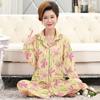 High-end Medium and Large Size Pajamas for Women's Spring and Autumn New Imitation Cotton Long-sleeved Trousers Sweet Floral Casual Loungewear