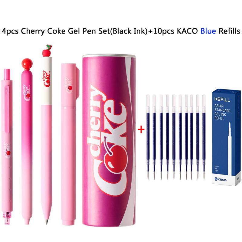 KACO x Cherry Coke Collab"Sakura Flavor"Gel Pen Set,Cute Soda Can Design,Smooth Quick-Dry Ink,Large Capacity,Perfect for School