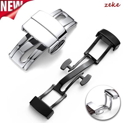 Watchband Buckle Stainless Steel Watch Strap Folding Buckles Clasps 16mm 18mm Double Press Polished Button Watches Accessories