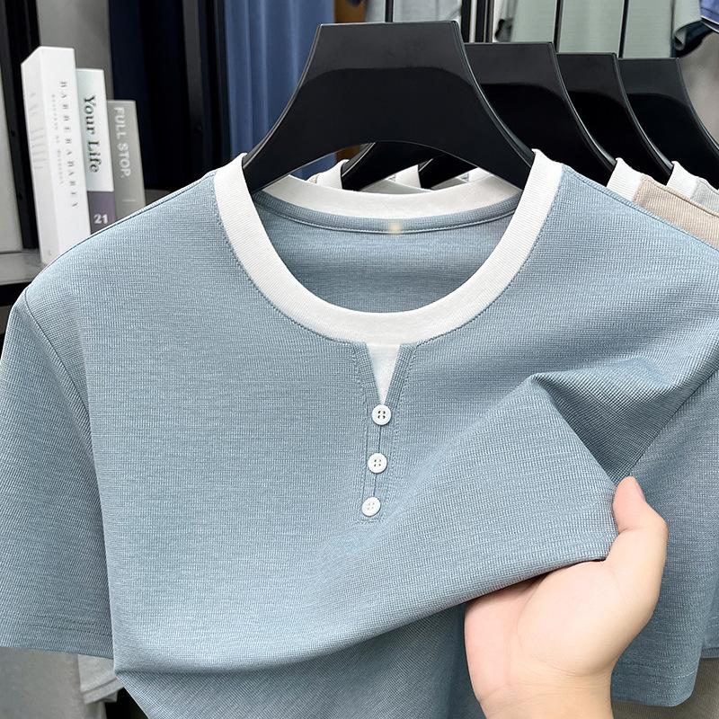 Summer Short Sleeve Daily Wear Commute Crew Neck Breathable Fashion Men'st