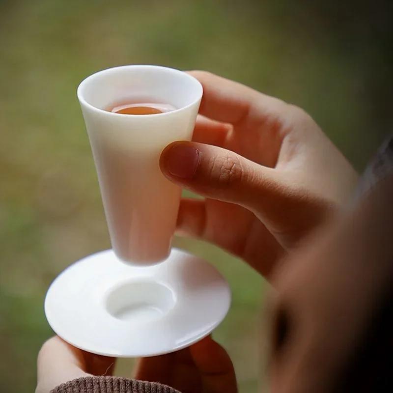 High-end Tea Ceremony Tea Art Small Mutton Fat Jade Porcelain New Single Cup Set of Master Teacups Scent Chinese Teaware Kitchen