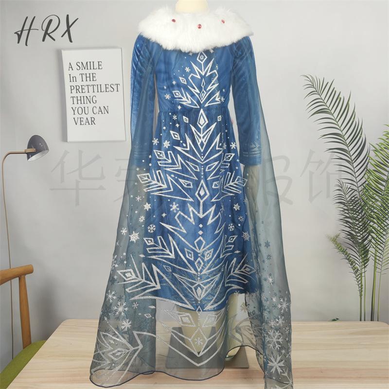Vestito da Principessa Elsa Costume Cosplay Frozen Outfit per Gioco di Ruolo Bambini Vestito Invernale per Bambine Spesso con Fodera in Pile