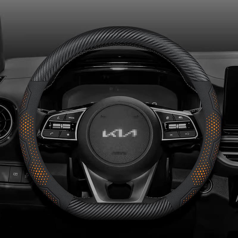WLCT1 For Kia K5 Sportage Picanto Xceed Rio Cerato Soul Carens Seltos Carbon Fiber Suede Car Steering Wheel Cover Auto Accessories