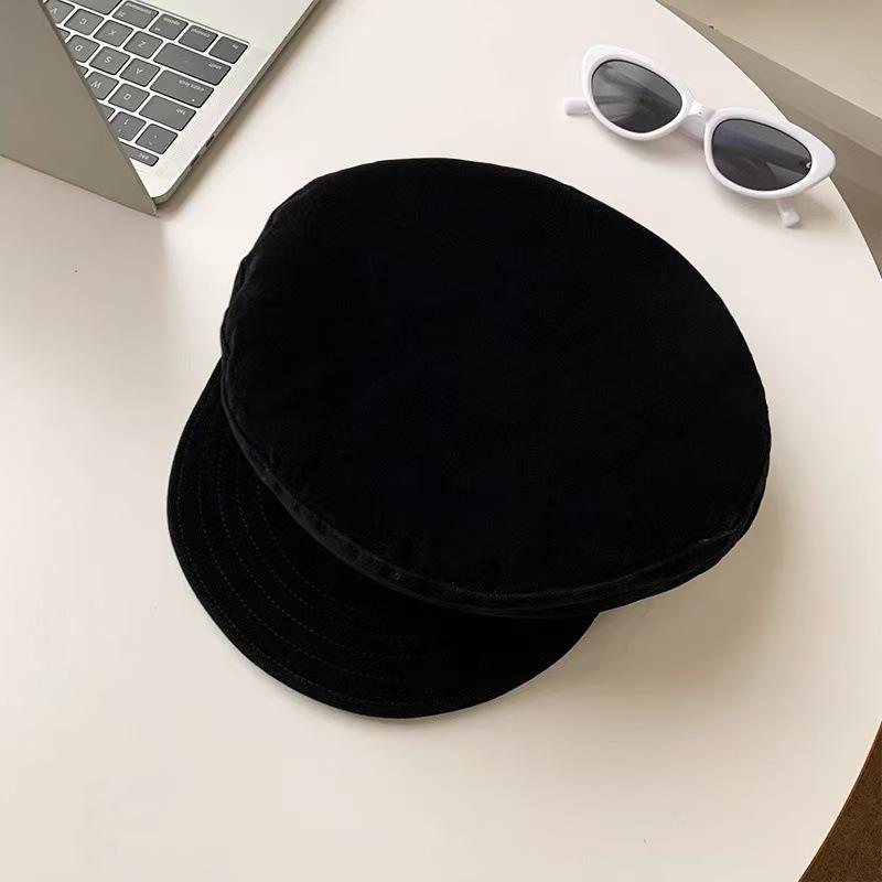 Autumn atmosphere Maillard~ Brown suede flat-topped newsboy hat for women's autumn and winter retro British octagonal beret