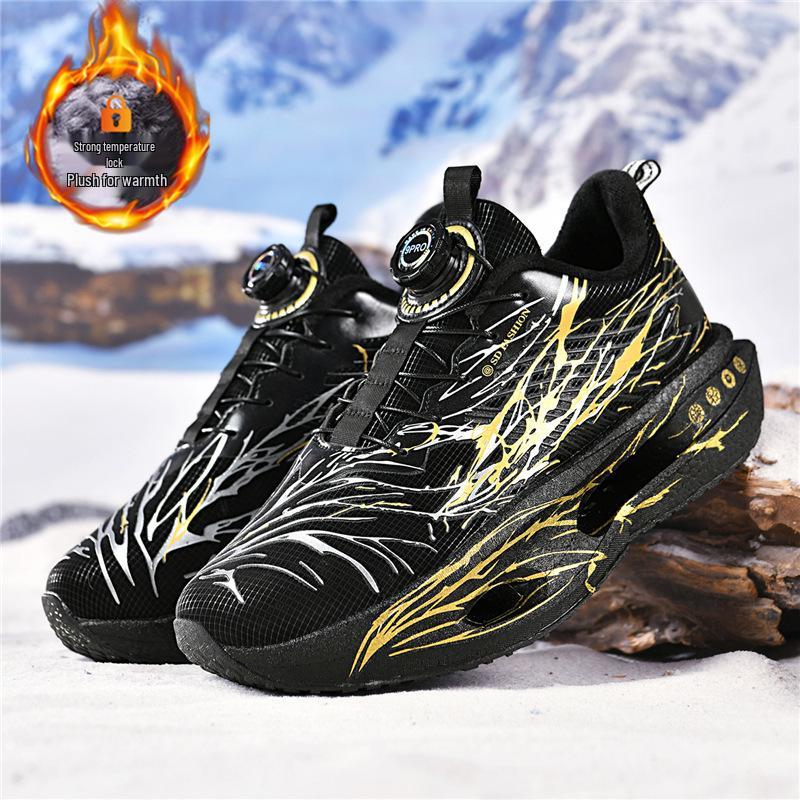 Men's Winter Waterproof Leather Sport Shoes with Shock Absorption and Anti-Slip Sole