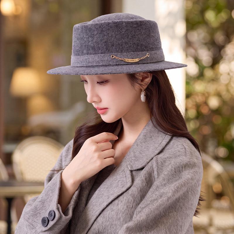 Fashion Luxury Women's Warm Hats Fall and Winter Hats Flat-Top Hats British-Style Top Hats