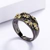 Stamp Newest Creative Fashion Trendy Two-Tone Gold-Plated Light Gun Color Ring For Ladies Engagement Wedding Jewelry Gift