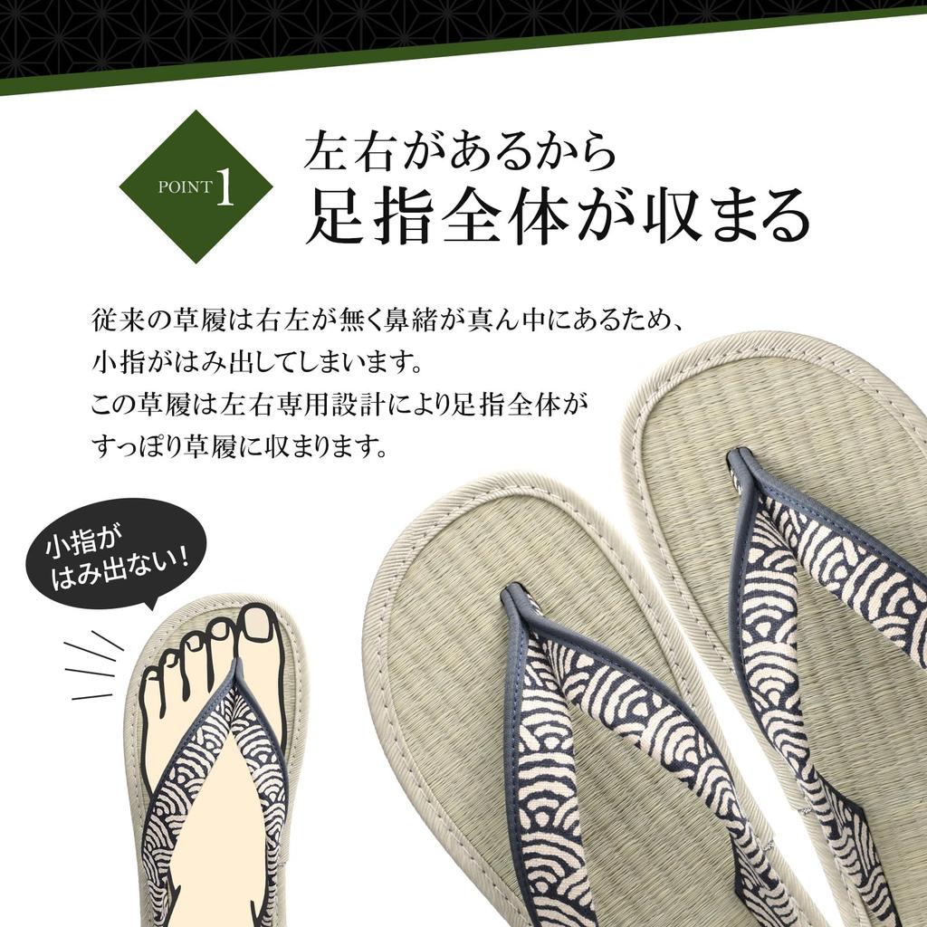 Zori Igusakun [Comfortable Fit with Premium Tightly-Woven Tatami] Unisex Zori Sandals Tatami, Made in Japan Thong Shippo Black 25cm